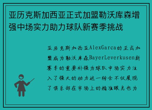 亚历克斯加西亚正式加盟勒沃库森增强中场实力助力球队新赛季挑战